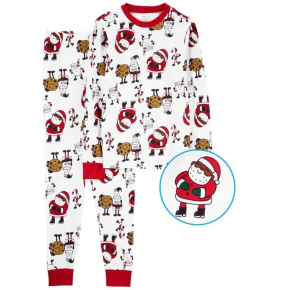 Carters Adult 2 Piece Brown Santa Cookies Snug Fit Cotton Pajamas Size Medium - Picture 1 of 9